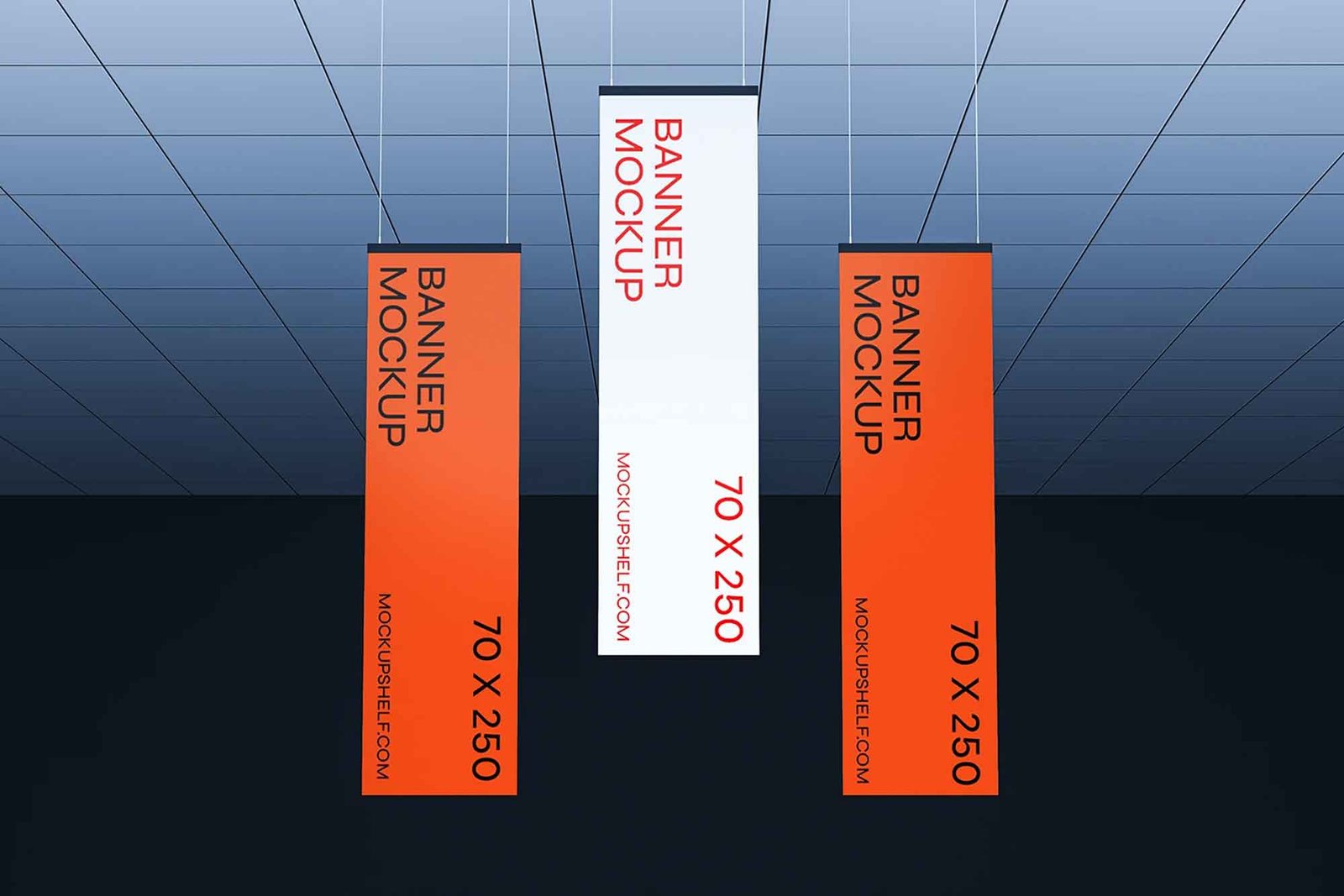 Three Hanging Banners Mockup